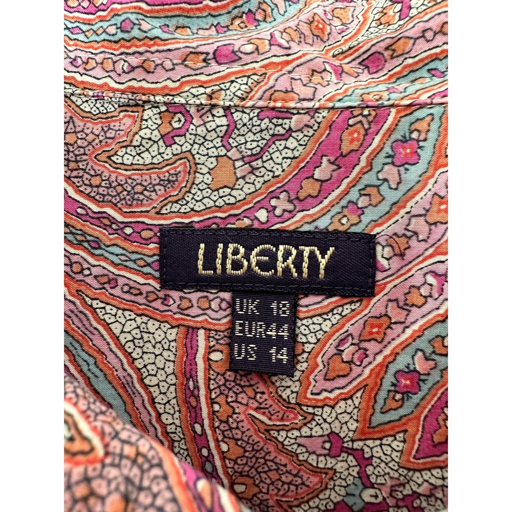 Liberty of London Cotton Button Down Shirt Size 14 Pink Paisley Long Sleeve - Picture 3 of 7